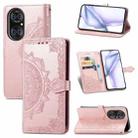 Halfway Mandala Embossing Pattern Horizontal Flip Leather Case with Holder & Card Slots & Wallet & Lanyard For Huawei  P50 Pro(Rose Gold) - 1