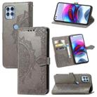 Halfway Mandala Embossing Pattern Horizontal Flip Leather Case with Holder & Card Slots & Wallet & Lanyard For Motorola Edge S(Grey) - 1