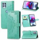 Halfway Mandala Embossing Pattern Horizontal Flip Leather Case with Holder & Card Slots & Wallet & Lanyard For Motorola Edge S(Green) - 1