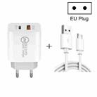 20W PD Type-C + QC 3.0 USB Interface Fast Charging Travel Charger with USB to Micro USB Fast Charge Data Cable EU Plug - 1