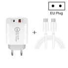 20W PD Type-C + QC 3.0 USB Interface Fast Charging Travel Charger with USB-C / Type-C to Type-C Fast Charge Data Cable EU Plug - 1