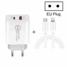 20W PD Type-C + QC 3.0 USB Interface Fast Charging Travel Charger with USB-C / Type-C to 8 Pin Fast Charge Data Cable EU Plug - 1