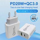 TCS-20WACA 20W PD Type-C + QC 3.0 USB Interface Fast Charging Travel Charger with USB-C / Type-C to 8 Pin Fast Charge Data Cable AU Plug - 8