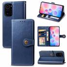 For Xiaomi Redmi K40 / K40 Pro / K40 Pro+ Solid Color Leather Buckle Phone Case with Lanyard & Photo Frame & Card Slot & Wallet & Stand Function(Blue) - 1