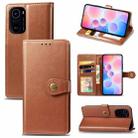 For Xiaomi Redmi K40 / K40 Pro / K40 Pro+ Solid Color Leather Buckle Phone Case with Lanyard & Photo Frame & Card Slot & Wallet & Stand Function(Brown) - 1