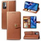 For Xiaomi Redmi Note 10 5G Solid Color Leather Buckle Phone Case with Lanyard & Photo Frame & Card Slot & Wallet & Stand Function(Brown) - 1