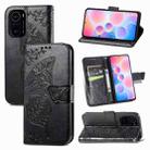 For Xiaomi Redmi K40 /K40 Pro /K40 Pro+ Butterfly Love Flowers Embossed Horizontal Flip Leather Case with Holder & Card Slots & Wallet & Lanyard(Black) - 1