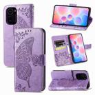 For Xiaomi Redmi K40 /K40 Pro /K40 Pro+ Butterfly Love Flowers Embossed Horizontal Flip Leather Case with Holder & Card Slots & Wallet & Lanyard(Light Purple) - 1