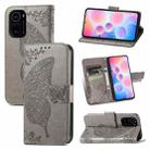 For Xiaomi Redmi K40 /K40 Pro /K40 Pro+ Butterfly Love Flowers Embossed Horizontal Flip Leather Case with Holder & Card Slots & Wallet & Lanyard(Gray) - 1