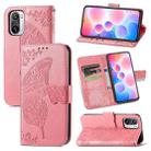 For Xiaomi Redmi Note10 5G Butterfly Love Flowers Embossed Horizontal Flip Leather Case with Holder & Card Slots & Wallet & Lanyard(Pink) - 1