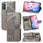 For Xiaomi Redmi Note10 5G Butterfly Love Flowers Embossed Horizontal Flip Leather Case with Holder & Card Slots & Wallet & Lanyard(Gray) - 1