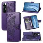For Xiaomi Mi 10S Butterfly Love Flowers Embossed Horizontal Flip Leather Case with Holder & Card Slots & Wallet & Lanyard(Dark Purple) - 1