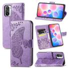 For Xiaomi Redmi Note 10 Pro Butterfly Love Flowers Embossed Horizontal Flip Leather Case with Holder & Card Slots & Wallet & Lanyard(Light Purple) - 1