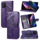 For OPPO Find X3 Pro Butterfly Love Flowers Embossed Horizontal Flip Leather Case with Holder & Card Slots & Wallet & Lanyard(Dark Purple) - 1