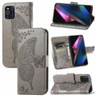 For OPPO Find X3 Pro Butterfly Love Flowers Embossed Horizontal Flip Leather Case with Holder & Card Slots & Wallet & Lanyard(Gray) - 1