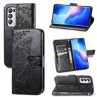 For OPPO Reno5 Pro+ Butterfly Love Flowers Embossed Horizontal Flip Leather Case with Holder & Card Slots & Wallet & Lanyard(Black) - 1