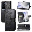 For vivo X60 Pro+ Butterfly Love Flowers Embossed Horizontal Flip Leather Case with Holder & Card Slots & Wallet & Lanyard(Black) - 1