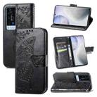 For vivo X60 Pro Butterfly Love Flowers Embossed Horizontal Flip Leather Case with Holder & Card Slots & Wallet & Lanyard(Black) - 1