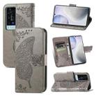 For vivo X60 Pro Butterfly Love Flowers Embossed Horizontal Flip Leather Case with Holder & Card Slots & Wallet & Lanyard(Gray) - 1