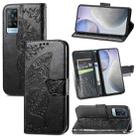 For vivo X60 Butterfly Love Flowers Embossed Horizontal Flip Leather Case with Holder & Card Slots & Wallet & Lanyard(Black) - 1