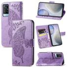 For vivo X60 Butterfly Love Flowers Embossed Horizontal Flip Leather Case with Holder & Card Slots & Wallet & Lanyard(Light Purple) - 1