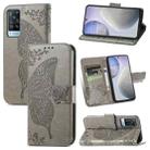 For vivo X60 Butterfly Love Flowers Embossed Horizontal Flip Leather Case with Holder & Card Slots & Wallet & Lanyard(Gray) - 1