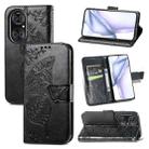 For Huawei  P50 Pro Butterfly Love Flowers Embossed Horizontal Flip Leather Case with Holder & Card Slots & Wallet & Lanyard(Black) - 1