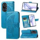For Huawei  P50 Pro Butterfly Love Flowers Embossed Horizontal Flip Leather Case with Holder & Card Slots & Wallet & Lanyard(Blue) - 1