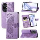 For Huawei  P50 Butterfly Love Flowers Embossed Horizontal Flip Leather Case with Holder & Card Slots & Wallet & Lanyard(Light Purple) - 1
