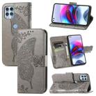 For Motorola Edge S Butterfly Love Flowers Embossed Horizontal Flip Leather Case with Holder & Card Slots & Wallet & Lanyard(Gray) - 1