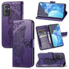 For OnePlus 9 Pro Butterfly Love Flowers Embossed Horizontal Flip Leather Case with Holder & Card Slots & Wallet & Lanyard(Dark Purple) - 1