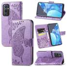 For OnePlus 9 Pro Butterfly Love Flowers Embossed Horizontal Flip Leather Case with Holder & Card Slots & Wallet & Lanyard(Light Purple) - 1