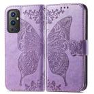 For OnePlus 9 Pro Butterfly Love Flowers Embossed Horizontal Flip Leather Case with Holder & Card Slots & Wallet & Lanyard(Light Purple) - 2