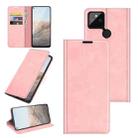 For Google Pixel 5A 5G Retro-skin Business Magnetic Suction Leather Case with Holder & Card Slots & Wallet(Pink) - 1