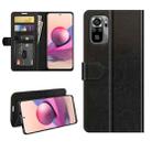 For Xiaomi Redmi Note 10S R64 Texture Single Horizontal Flip Protective Case with Holder & Card Slots & Wallet& Photo Frame(Black) - 1