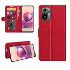 For Xiaomi Redmi Note 10S R64 Texture Single Horizontal Flip Protective Case with Holder & Card Slots & Wallet& Photo Frame(Red) - 1