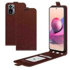 For Xiaomi Redmi Note 10S R64 Texture Single Vertical Flip Leather Protective Case with Card Slots & Photo Frame(Brown) - 1