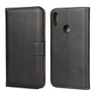 Horizontal Flip Leather Case for Huawei Y6 (2019), with Magnetic Buckle & Holder & Card Slots & Wallet(Black) - 1
