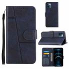 For iPhone 12 Pro Max Stitching Calf Texture Buckle Horizontal Flip Leather Case with Holder & Card Slots & Wallet & Lanyard(Blue) - 1