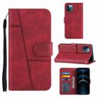 For iPhone 12 Pro Max Stitching Calf Texture Buckle Horizontal Flip Leather Case with Holder & Card Slots & Wallet & Lanyard(Red) - 1