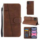 For iPhone 11 Stitching Calf Texture Buckle Horizontal Flip Leather Case with Holder & Card Slots & Wallet & Lanyard (Brown) - 1