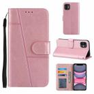 For iPhone 11 Stitching Calf Texture Buckle Horizontal Flip Leather Case with Holder & Card Slots & Wallet & Lanyard (Pink) - 1