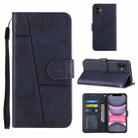 For iPhone 11 Stitching Calf Texture Buckle Horizontal Flip Leather Case with Holder & Card Slots & Wallet & Lanyard (Blue) - 1