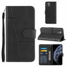 For iPhone 11 Pro Max Stitching Calf Texture Buckle Horizontal Flip Leather Case with Holder & Card Slots & Wallet & Lanyard (Black) - 1