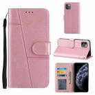 For iPhone 11 Pro Max Stitching Calf Texture Buckle Horizontal Flip Leather Case with Holder & Card Slots & Wallet & Lanyard (Pink) - 1