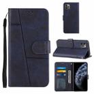 For iPhone 11 Pro Max Stitching Calf Texture Buckle Horizontal Flip Leather Case with Holder & Card Slots & Wallet & Lanyard (Blue) - 1