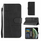 Stitching Calf Texture Buckle Horizontal Flip Leather Case with Holder & Card Slots & Wallet & Lanyard For iPhone XS / X(Black) - 1