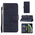 For iPhone X / XS Stitching Calf Texture Buckle Horizontal Flip Leather Case with Holder & Card Slots & Wallet & Lanyard(Blue) - 1