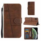 For iPhone XS Max Stitching Calf Texture Buckle Horizontal Flip Leather Case with Holder & Card Slots & Wallet & Lanyard(Brown) - 1