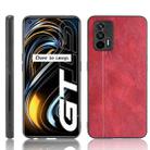 For OPPO Realme GT Shockproof Sewing Cow Pattern Skin PC + PU + TPU Case(Red) - 1